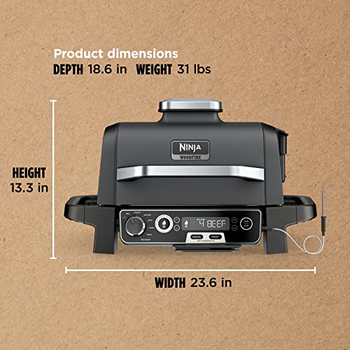 Ninja Woodfire Pro 7-in-1 Grill & Smoker with Thermometer