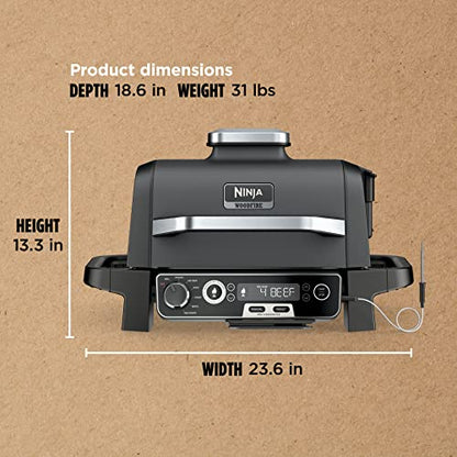 Ninja Woodfire Pro 7-in-1 Grill & Smoker with Thermometer
